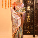 Multicolour With Tapestry Floral Weave Pallu Kanjivaram Silk Saree