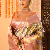 Multicolour With Tapestry Floral Weave Pallu Kanjivaram Silk Saree