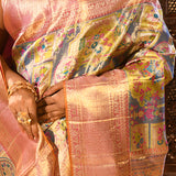 Multicolour With Tapestry Floral Weave Pallu Kanjivaram Silk Saree