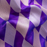 Violet Kanjivaram Silk Saree With Diagonal Silver Zari Chevron Weave