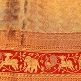 Regal Gold & Red Hexagonal Shikargah Kanjivaram Saree