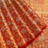 Royal Gold Shikargah Kanjivaram Silk Saree With Contrast Red Border
