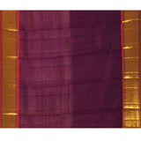 Steel Blue With Purple Contrast Border And Gold Zari Buttis On Kanjivaram Silk Saree