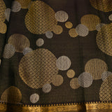 Black And Gold Zari All Over Floral Jaal Pure Silk Kanjivaram Saree With Heavy Gold Zari Border And Pallu