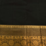 Black And Gold Zari All Over Floral Jaal Pure Silk Kanjivaram Saree With Heavy Gold Zari Border And Pallu