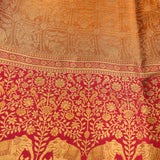 Royal Orange & Red Shikargah Elephant-Motif Kanjivaram Silk Saree