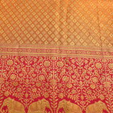 Royal Orange & Red Shikargah Elephant-Motif Kanjivaram Silk Saree