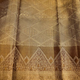 Beige Gold Dual Tone Zari Temple Border Plain Pure Silk Kanjivaram Saree