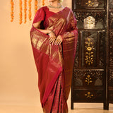 Luminous Red Gold And Copper Kanchipuram Silk Saree