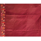 Maroon With Checks And Floral, Birds Motif Border Designer Saree