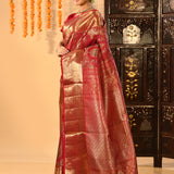 Regal Red And Antique Gold Kanchipuram Silk Saree