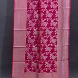 Bright Pink Kanjivaram Silk Saree With Antique Zari Floral Motif And Diamond Lattice Pallu