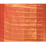 Elegant Metallic Red And Gold Kanjivaram Silk Saree With Woven Borders