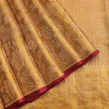 Antique Gold Zari All Over Peacock Floral Jaal Pure Silk Kanjivaram Saree With Self Border