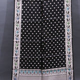 Black Kanjivaram Silk Saree With Silver Polka Dots And Multicolour Paisley Border