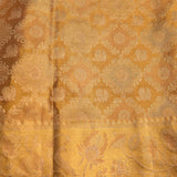 Antique Gold Zari All Over Peacock Floral Jaal Pure Silk Kanjivaram Saree With Self Border