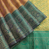 Mauve Pink And Teal Green Gold Zari Geometric Jaal Pure Silk Kanjivaram Saree With Contrast Pallu And Border