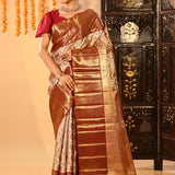 Red And Gold With All Over Zari Checks On Kanchipuram Silk Saree