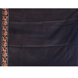 Navy Blue With Fine Checks And Embroidered Birds Motif Pallu Designer Saree