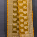 Radiant Mustard Yellow Banarasi Tissue Saree With Floral Motif