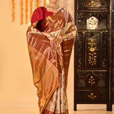 Red And Gold With All Over Zari Checks On Kanchipuram Silk Saree