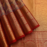 Royal Purple & Red Floral Shikargah Kanjivaram Silk Saree