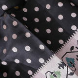 Black Kanjivaram Silk Saree With Silver Polka Dots And Multicolour Paisley Border