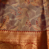 Royal Purple & Red Floral Shikargah Kanjivaram Silk Saree