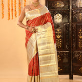 Crimson Red And Gold Traditional Kanjivaram Silk Saree
