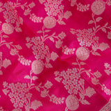 Bright Pink Kanjivaram Silk Saree With Antique Zari Floral Motif And Diamond Lattice Pallu