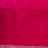 Bright Pink Kanjivaram Silk Saree With Antique Zari Floral Motif And Diamond Lattice Pallu