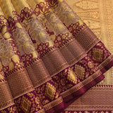 Elegant Gold & Burgundy Floral Weave Kanjivaram Saree
