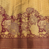 Elegant Gold & Burgundy Floral Weave Kanjivaram Saree