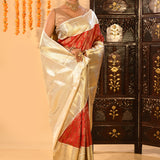 Crimson Red And Gold Traditional Kanjivaram Silk Saree
