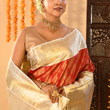 Crimson Red And Gold Traditional Kanjivaram Silk Saree