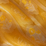 Radiant Mustard Yellow Banarasi Tissue Saree With Floral Motif