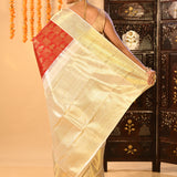 Crimson Red And Gold Traditional Kanjivaram Silk Saree