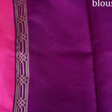 Bright Pink Kanjivaram Silk Saree With Gold Zari Floral Sprigs And Geometric Pallu