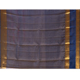 Regal Navy Blue With Checks And Butti On Kanjivaram Silk Saree