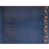 Lime Green With Striped And Navy Floral Border Embroidery Designer Saree