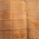 Classic Beige And Red Checkered Kanjivaram Silk Saree With Ornate Bird Buttas