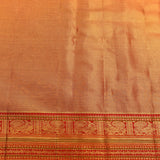 Classic Beige And Red Checkered Kanjivaram Silk Saree With Ornate Bird Buttas