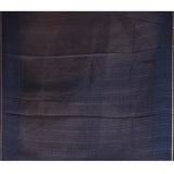 Navy Blue Checkered With Multicolor Floral Motif Border Designer Saree