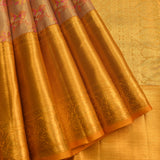 Golden Ethereal Bird & Paisley Silk Saree