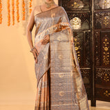 Soft Beige Brown Tissue Kanjivaram Silk Saree