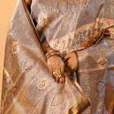 Soft Beige Brown Tissue Kanjivaram Silk Saree