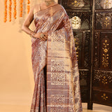 Soft Brown With All Over Floral Jaal Kanjivarm Tissue Silk Saree