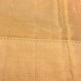 Gold Dual Tone Zari Floral Butti Pure Silk Kanjivaram Saree With Contrast Orange Border