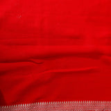 White Banarasi Silk Saree With Gold Floral Weave & Red Contrast Border