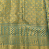 Red And Teal Gold Zari Geometric Jaal Pure Silk Kanjivaram Saree With Contrast Teal Pallu